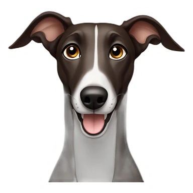 Dark brown greyhound with ears pointing towards the sky sticker