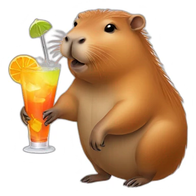 Capybara with cocktail sticker