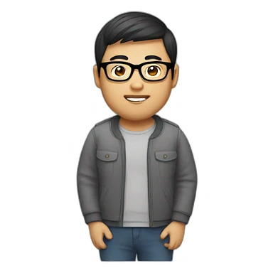 Asian chub guy with glasses sticker