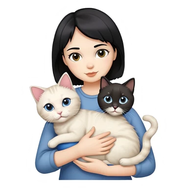 A girl with short black hair held a regdoll cat sticker