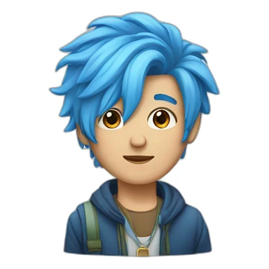 Adult boy with blue hair and fashionable cloths  sticker