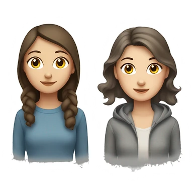 Brown hair girl and russian blue cat together sticker