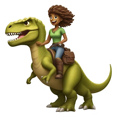 Woman riding dinosaur  sticker