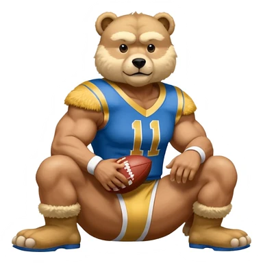 Can you create a emoji of threw Nebraska Cornhusker mascot sitting on top of the UCLA Bruin mascot sticker