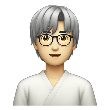 volumy bowlcut hair japaneseboy with glasses sticker