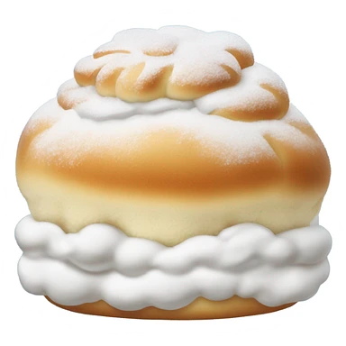 a bun with lots of whippd cream in the middle and dusted sugar on top sticker