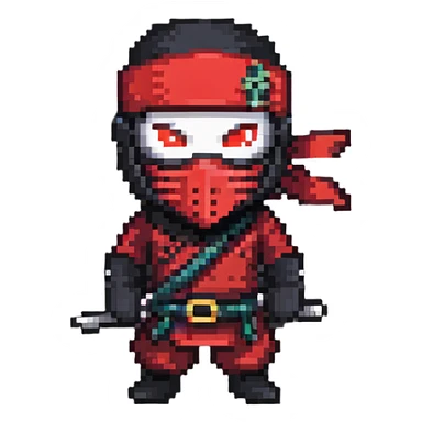 Masked ninja, red headband sticker