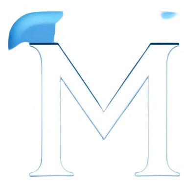 create capital letter "M" INSIDE THE BLUE COLOR SQUARE shape sticker