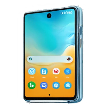 Realistic isolated icy blue samsung galaxy z fold 5 smart phone. sticker