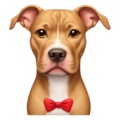 Light brown pitbull with ears cut and red bows sticker