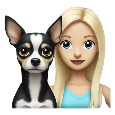black and white chihuahua and a blonde girl with blue eyes sticker