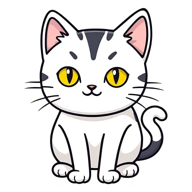 black and white cat yellow eyes sticker