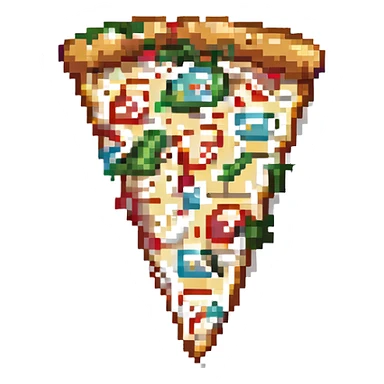 slice of pizza, pixel art style, retro video game look, small size, clear toppings sticker