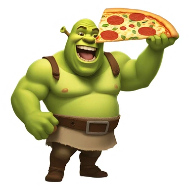 Shrek eating a pizza sticker