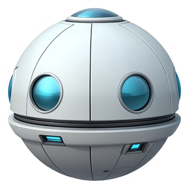 Design a simple, spherical spaceship shaped like a ball, with a smooth surface and minimalistic details. Use a plain background. sticker
