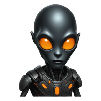 alien black with orange details sticker