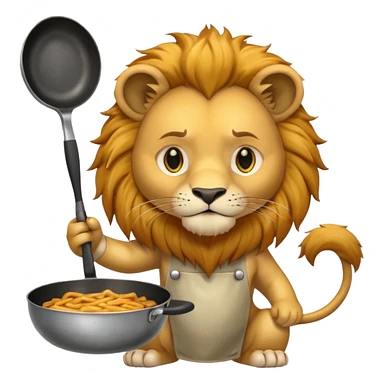 Lion holding frying pan sticker