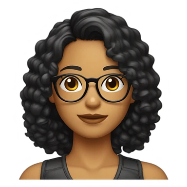 Chica con cabello rizado color negro, piel clara y que use lentes y sus ojos sean color negro también   sticker