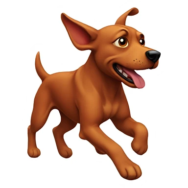 solid red dog with pointed ears running sticker