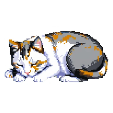 Cat sleeping in a small cat bed sticker