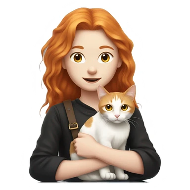 Young Ginger witch with straight hair with the white cat Boris  sticker