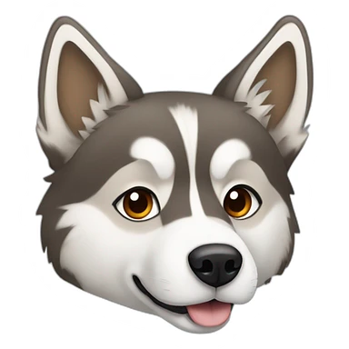 Husky in capuchino colors with one blue and one amber iris sticker