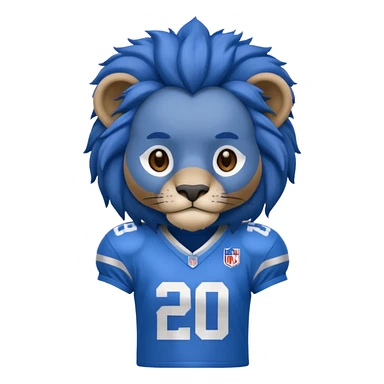 blue color lion wearing american football jersey sticker