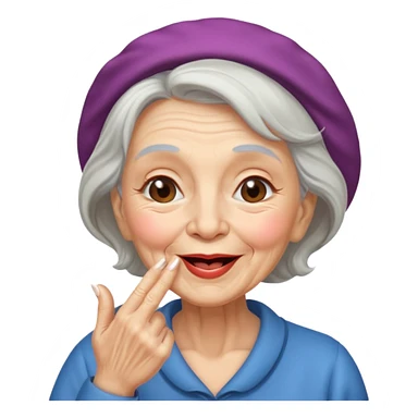 old woman blowing up a kiss  sticker