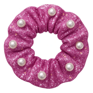 girly sparkling scrunchie with pearls, no background sticker