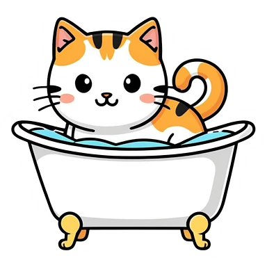 Cat in bathtub sticker