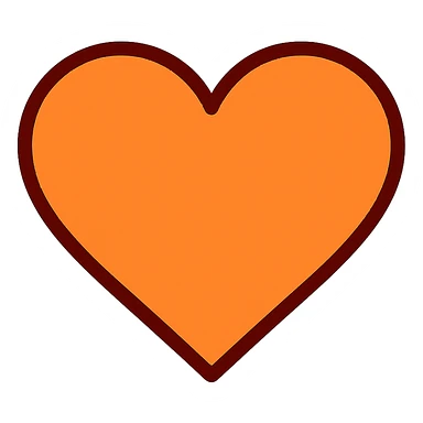 orange heart icon with colored outline sticker