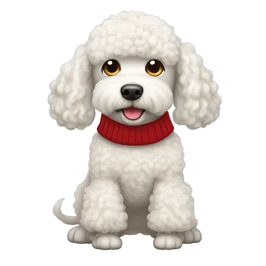White poodle wearing a red sweater sticker
