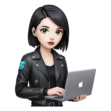 cyber punk holding laptop sticker