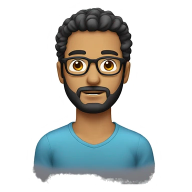 Persona, hombre, 33 años, lentes con marco negro, cabello corto, ojos marrones, barba de 3 dias sticker