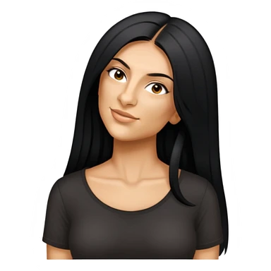 female, black shirt, long black hair sticker