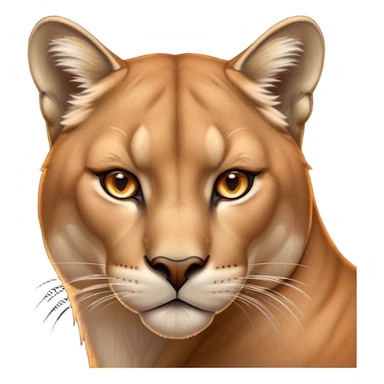Cinematic Noble Cougar Portrait Emoji, Poised and regal, with a lithe, muscular build and a sleek, tawny Fur with subtle dark accents, deep-set soulful amber eyes, Simplified yet sharp and sophisticated features, highly detailed, glowing with a warm, dignified glow, high shine, intelligent and stealthy, stylized with an air of wild elegance, focused and attentive, soft glowing outline, capturing the essence of a watchful and confident predator, so majestic it feels as though it could silently pounce out of the screen with effortless authority! sticker