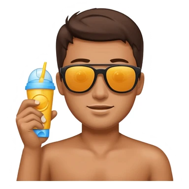 
male brunet suncream and sunglasses sticker