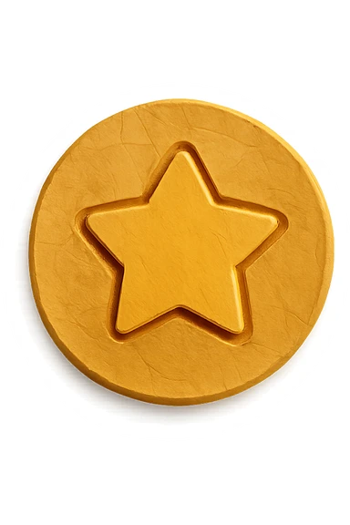dalgona candy with star shape sticker