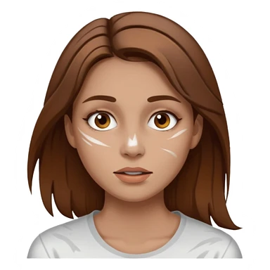 Brown hair woman, white paint in face sticker