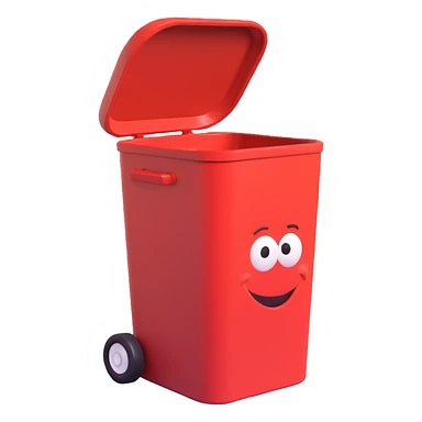 Draw a Pixar-style trash can. The view angle should be 70 degrees. Do not use the face, eye, and mouth. sticker
