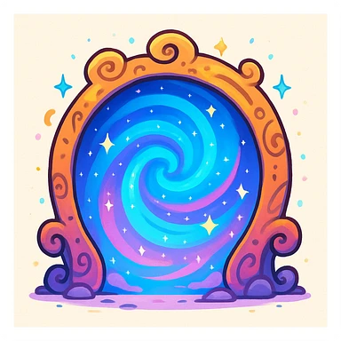 a cartoon-style portal, bright colors, playful and whimsical sticker