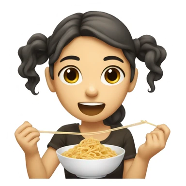 Girl eating noodles sticker