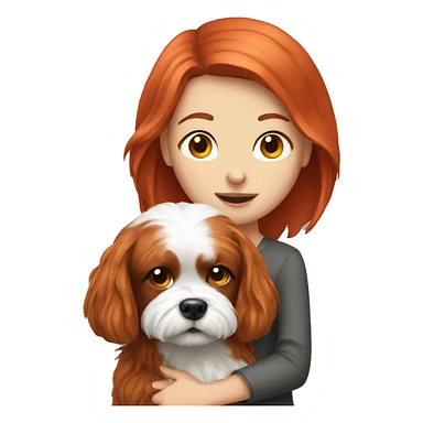 Red headed girl with her shitzu dog  sticker