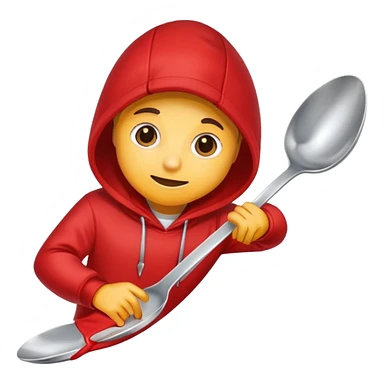 Spoon wearing a red hoodie sticker