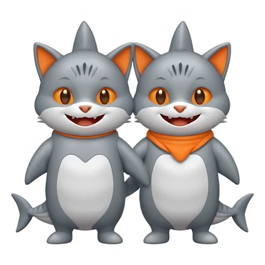 2 happy cats wearing shark costumes sticker