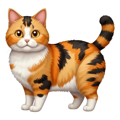 full body calico tabby  cat with small head and short but chubby body sticker