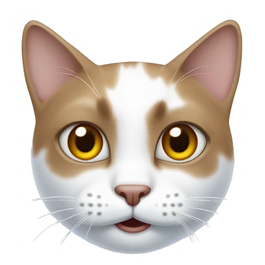 White cat with a brown spot in its face being funny sticker