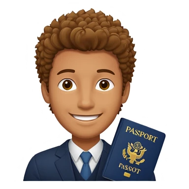 man with coily chairs passport size sticker