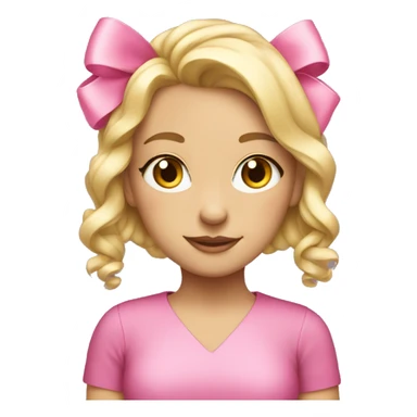 Blonde girl with pink bows in her hair  sticker