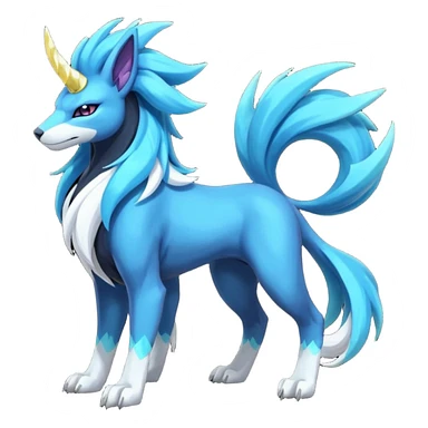 Shiny Dark Edgy Suicune-Cobalion-Manectric-Aurorus-Fakémon-hybrid-creature (full body)  sticker
